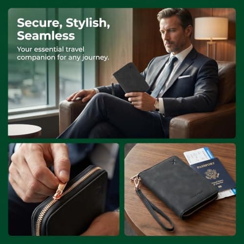Passport Holder Travel Wallet, Multi Functiona Blocking Passport Wallet — view 3
