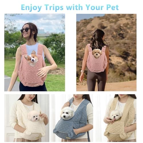 TWOOKTY Pet Carrier Backpack, Adjustable Pet Front Cat Dog Carrier Backpack Travel Bag for Traveling Hiking Camping for Small Medium Dogs Cats Puppies Up to 13lbs Beige — view 6