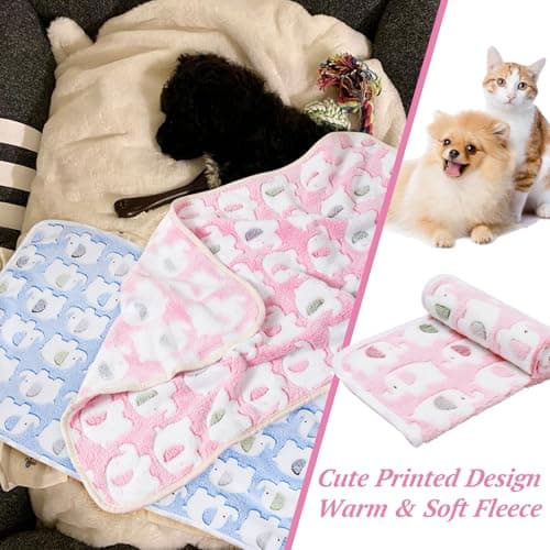 3 Pack Super Soft Pet Blankets - 60x40 cm Fluffy Fleece Throws for Cats & Small Dogs - Machine Washable, Warm & Cozy for Beds, Sofas, Car Seats, Crates & Travel - Furniture Protector & Comfort Blanket — view 5