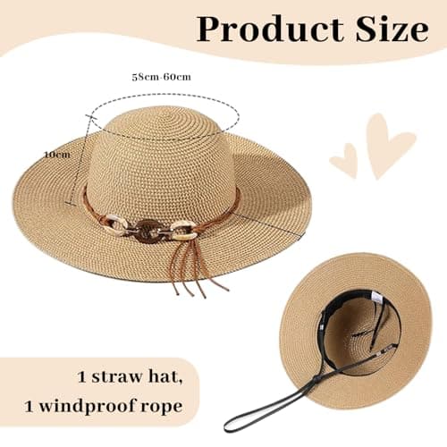 BelleVive Beach Sun Hats for Women, Wide Brim Straw Hat for Women, Summer Hat with Roll-Up Wind Band, Foldable Beach Hat with UV Protection, SPF 50+, Adjustable Strap, Holiday — view 2