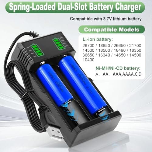 Dual 18650 Battery Charger for 18500 14500 21700 26650 26700 18490 18350 — view 2