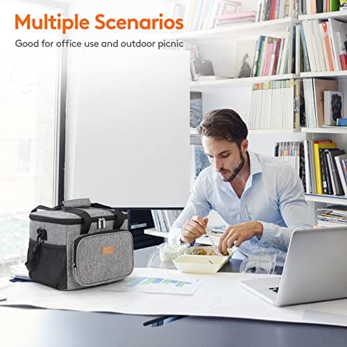 Lifewit Lunch Bag 15L 24 Can Insulated Lunch Box Soft Cooler Cooling Tote for Adult Men Women, Grey — view 6