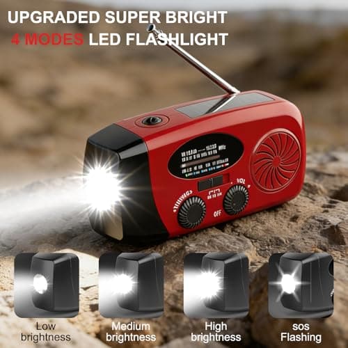 2000mAh Wind Up Solar Radio, Emergency Crank Weather Radio, FM/AM Radios — view 4