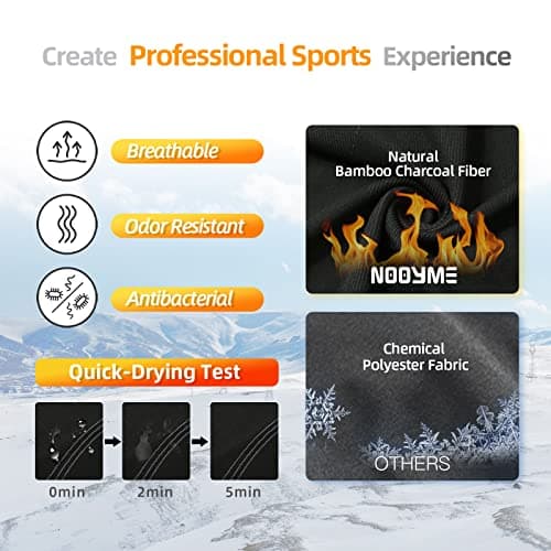 NOOYME Men's Thermals Base Layers Ski Compression Top & Bottoms Set — view 3
