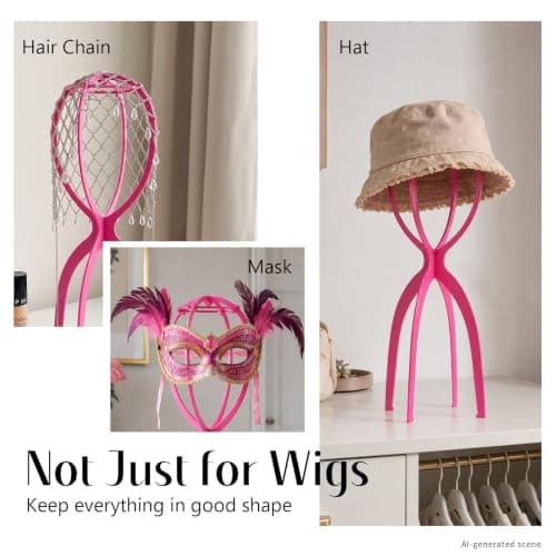 Dreamlover Hot Pink Wigs Stands, Dry Wig Quickly, 3 Packs — view 5