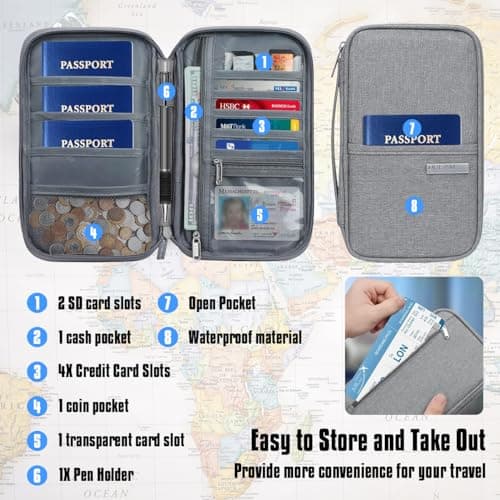 Passport Holder Travel Wallet, RFID Family Travel Document Organiser — view 3