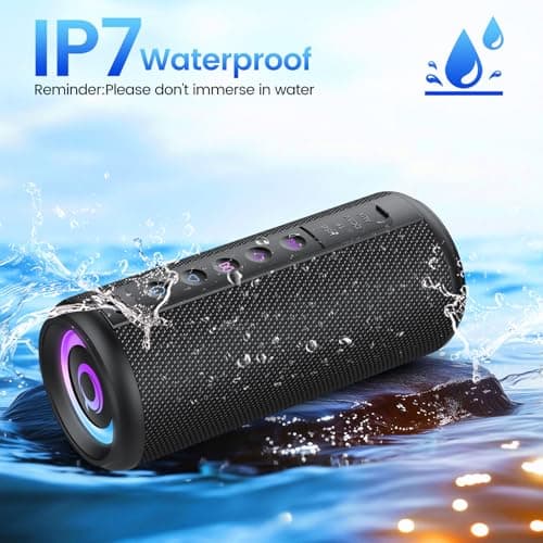 Portable Bluetooth Speaker with Loud Stereo Sound, 2026 Bluetooth 5.4 Speaker Wireless with 4 RGB Lights, TWS Pairing, 3 EQ Modes, Built-in Mic, IP7 Waterproof 20H Outdoor Speaker for Party Travel — view 5