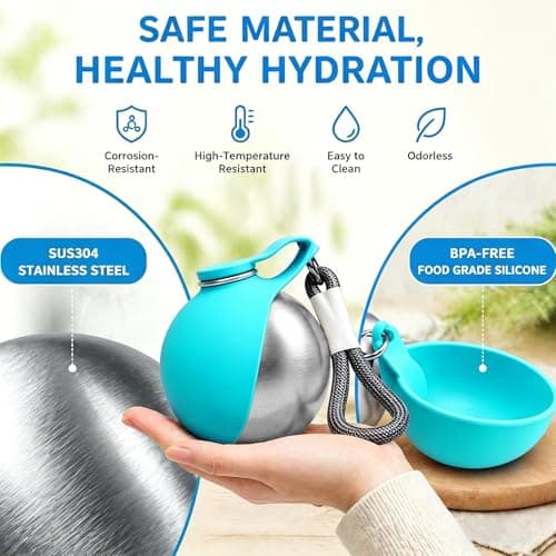 2-in-1 Dog Water Bottles for Walking, Stainless Steel Portable Dog Water Bottle for Travel, Leak Proof Compact Dog Travel Water Bottle for Walks, Hikes, Road Trips, Park Visits, Travel — view 4