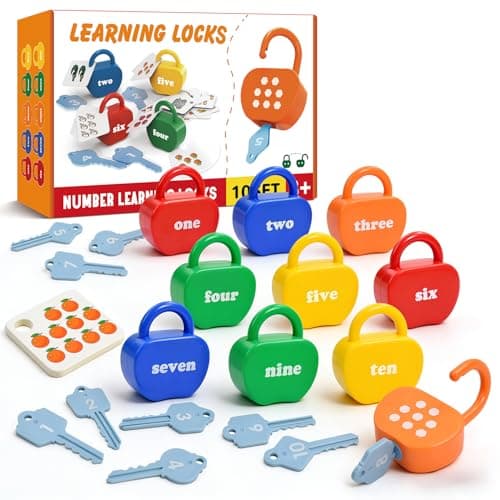 YYDeek 5 Set Locks and Key Toys for 2 3 4 Year Old Boy and Girls, Number Counting Blocks Travel Toys for Toddlers on Plane, Montessori Cuase and Effect Preschool Learning Activities