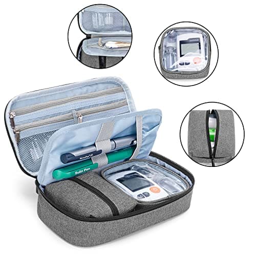 CURMIO Diabetic Supplies Bag, Diabetes Travel Organizer Case, Grey — view 2