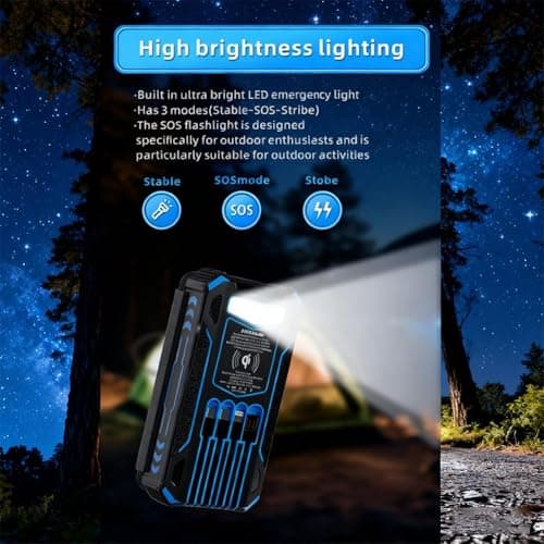 Outdoor Foldable Solar Large Capacity Charger Mobile Power Bank, Portable Mobile Charger Power Bank with 4 Solars Panels, Powerbank Fast Charging with Flashlight Light for Camping (C) — view 4