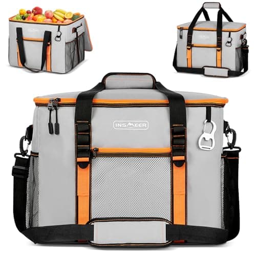 INSMEER Large Cool Bag 50L/75 Can,XXL Foldable Insulated for Family Picnic