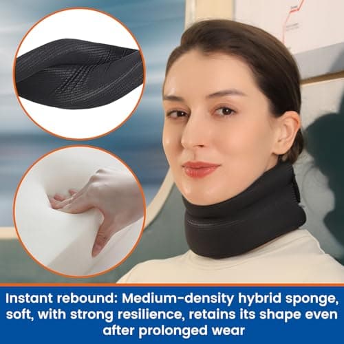 Willcom Neck Support Collar-Foam Cervical Collar, Soft Neck Brace for Pain, Torticollis, Cervicorrect and Posture Corrector- Can Be Used During Sleep, Travel and Rest (Black, Medium, 11.5-14 Inch) — view 5