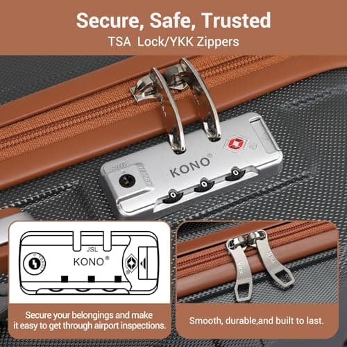 Kono Medium Suitcase with TSA Lock, Lightweight Hard Shell Checked Luggage — view 4