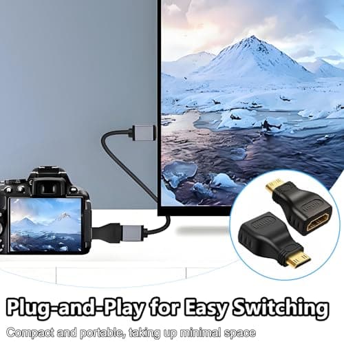 3 Pack Mini HDMI to HDMI Adapter, Mini Male to HDMI Female Adapter, 2.1 Connector Supporting 4K@120Hz, for Camera, Laptop Tablet, Monitor, Projector, HDTV, Gaming Devices — view 5