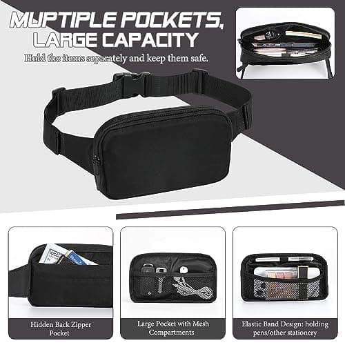 MoKo Fanny Packs for Women Men, Running Waist Packs, Belt Bag, Black — view 2