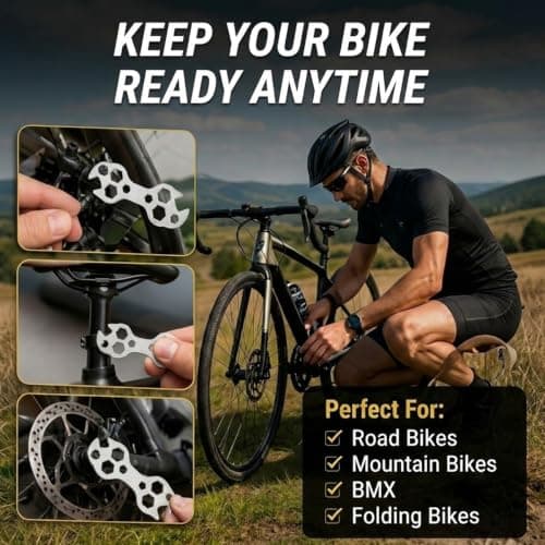 2Pcs Heavy Duty Thick Bike Spanner Wrench Set to Prevent Roadside Stranding, Multi-Hole Pocket Cycle Multi Tool Kit with 8mm to 17mm Openings for Road Bicycle Maintenance and Emergency Repairs — view 4