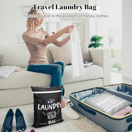 saerryor Travel Laundry Bag,19"x15" Portable Large Laundry Bags with Zipper,Dirty Clothes Bags Perfect for Home,Travel,Holiday,Camping,Caravan,Dormitory — view 6