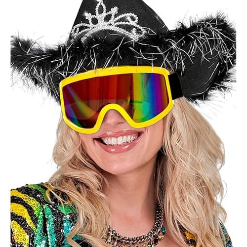 W WIDMANN MILANO Party Fashion - Ski Goggles Snowboard Goggles Yellow Accessory for 80s Fancy Dress Costumes — view 5