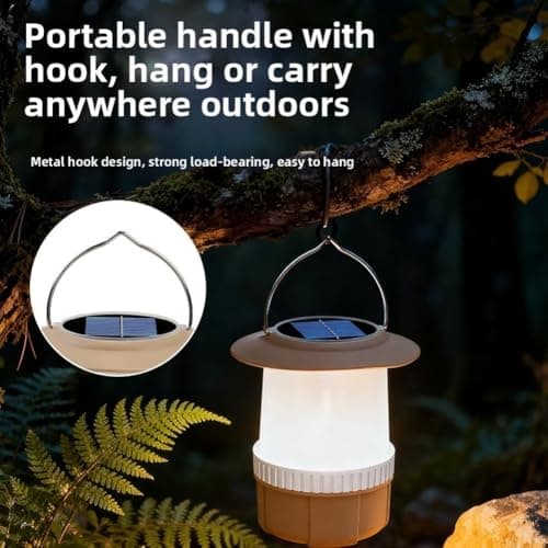 Rechargeable Solar Camping Lantern Led Hand Crank Light With Hook — view 5