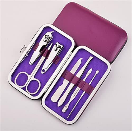 CareforYou 7pcs/Set New Manicure Nail Clippers Pedicure Set Portable Travel Hygiene Kit Stainless Steel Nail Cutter Tool Set (Purple) — view 2