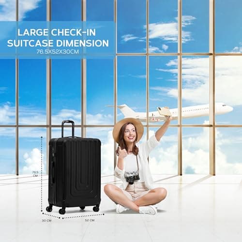 Flight Knight Premium Lightweight Suitcase - Built-in TSA Lock - 8 Spinner Wheels - ABS Hard Shell Check in Highly Durable Luggage - Large - 76.5x52x30cm — view 2