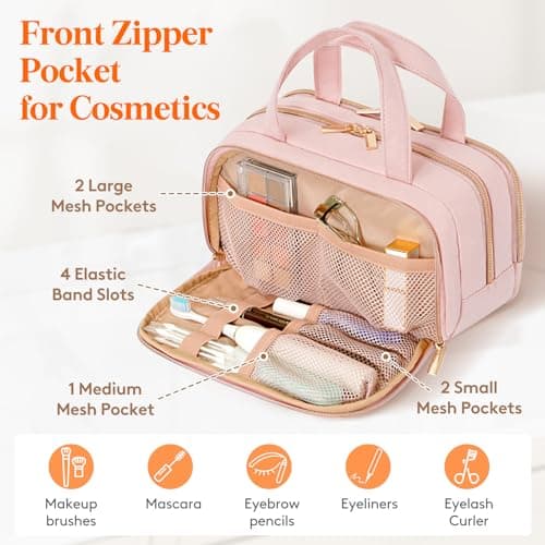 Lifewit Toiletry Bag for Women, Travel Wash Bag, Pink, Medium — view 4
