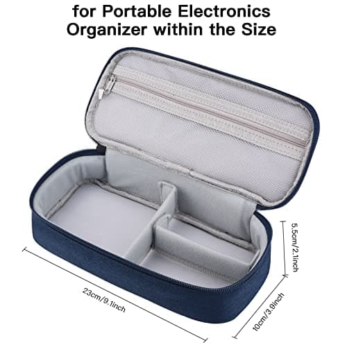 Yundoor Electronics Organizer Travel Case, Carrying Pouch Bag for Travel Essentials, for Cable, Charging Cord (Navy Blue) — view 3