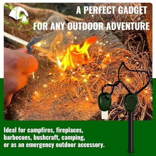 1 Pcs Fire Starter Kit Flint and Steel Survival Fire Steel Outdoor Emergency Survival Tool for Travelling Camping Hiking (Green) — view 5
