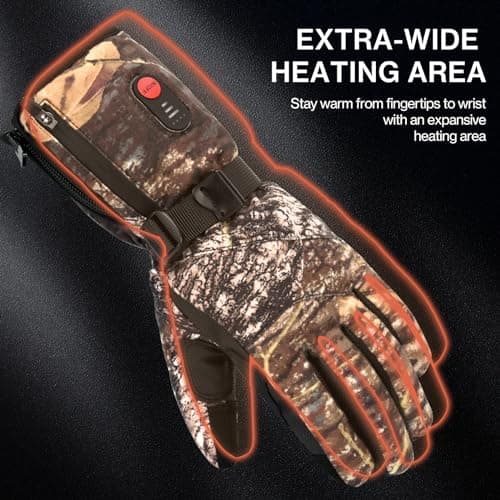 Lychee Rechargeable Electric Heated Ski Gloves - Instant Heating Hand Warmers for Men & Women, Waterproof with 7.4V 3000mAh Battery *2 for Outdoor (Camouflage, M) — view 2