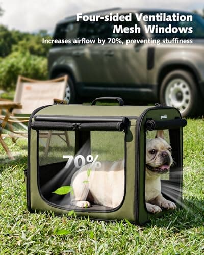 Dog Car Carrier LightWeight 61×45×52cm, Foldable Dog Carrier, Green — view 6