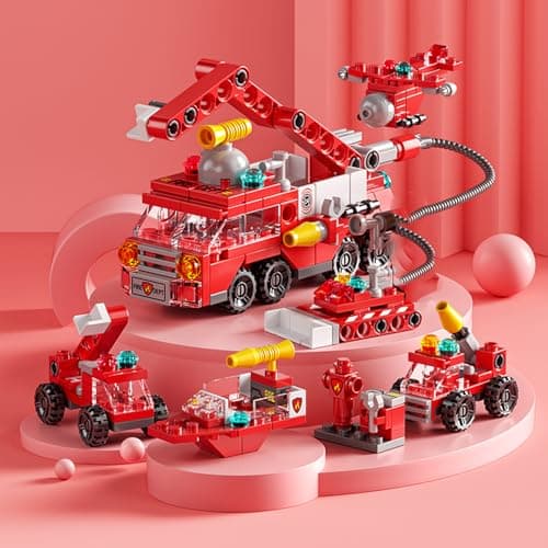 Vilbocr Emergency Vehicles Age 4+ Toy Set Boy Building Block Model Kit Rescue Truck Toy Stacking Toy Fire Rescue Construction Truck Toy Building Kit Toys — view 5