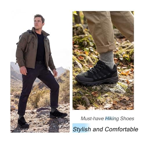 TRAILBLITZ Walking Shoes Mens Lightweight Non Slip Comfortable Hiking Boots Climbing Trekking Outdoor Camping Trainers Mesh Lining Casual Men's Lace-Ups (7 Man,Black) — view 6