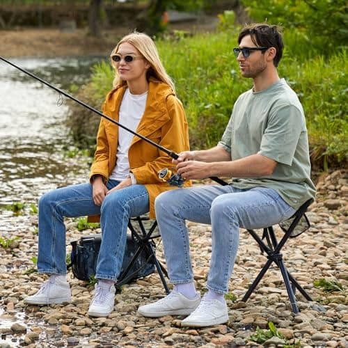 EVER ADVANCED Folding Stool Tripod Tall 53cm Lightweight Up to102 KG Black — view 2