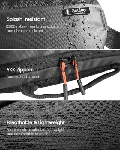 Sling Bag with RFID Blocking for Men & Women, Crossbody Chest Shoulder Bag with Water Bottle Holder for Travel, Cycling, Work, Sport, Hiking-Black — view 4