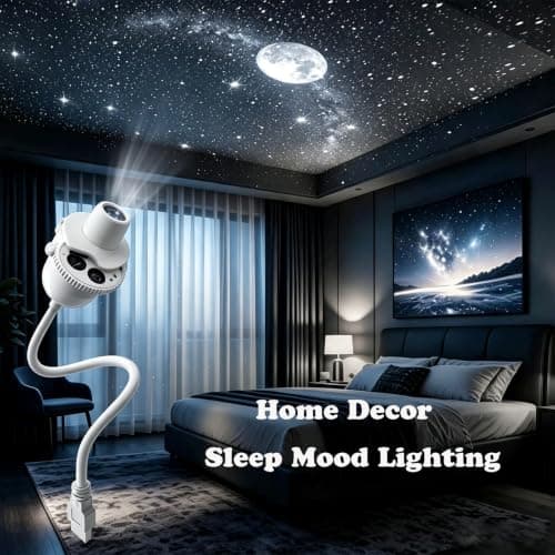KQLHLHDYZ Galaxy Projector Night Light, 5D Holographic Night Light Projector with 15 Patterns Plug and Play USB Powered 360° Adjustable, Moon&Star Projector for Bedroom — view 2