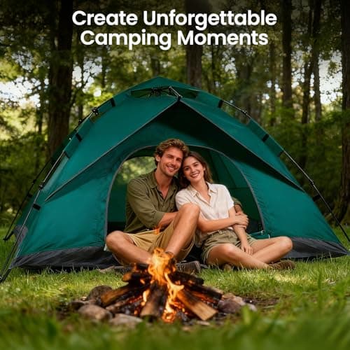 BREEZENEST Pop Up Tent for 4 Person, Automatic Instant Camping Tent with Upgraded 210D Oxford, Waterproof Windproof & Insect Proof for 3 Seconds Quick Setup, Perfect for Outdoor, Hiking Family Camping — view 2