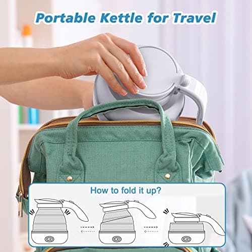 YudouTech Foldable Electric Kettle, Camping Kettle, Mini Travel Silicone Electric Water Boiler, Tea Coffee Maker, Portable Coffee Kettle with Separable Power Cord for Outdoor Hiking Camping — view 3
