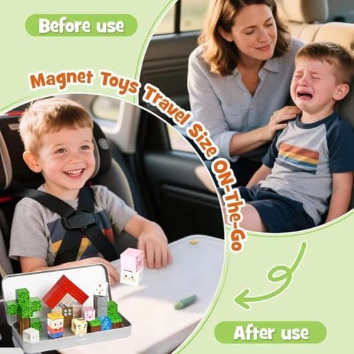 35 Pcs Travel Magnetic Tiles, Mini Building Blocks with Iron Box for Kids — view 4