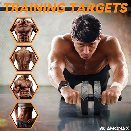Amonax Gym Equipment for Home Workout (Ab Roller Wheel Set, Skipping Rope, Push-up Handles). Fitness Exercise, Strength Training Equipment for Abs, Weight Loss, Sport Accessories for Men Women — view 3