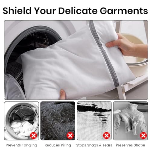 2 PCS Grey Coarse Mesh Laundry Bags with Zips, Large Reusable Washing Bags for Laundry Delicates, Durable Wash Bags for Washing Machine, Sweater, Coat, Lingerie, Travel Organizer — view 4