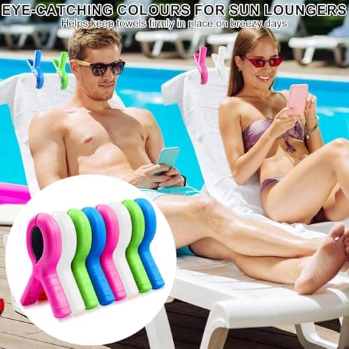 8-Pack Large Beach Towel Clips for Sun Loungers, Strong Windproof Non-Slip Towel Pegs, Laundry Pegs Sunbed Towel Clips Sunbed Pegs for Beach Towels Pool Chairs Accessories — view 5