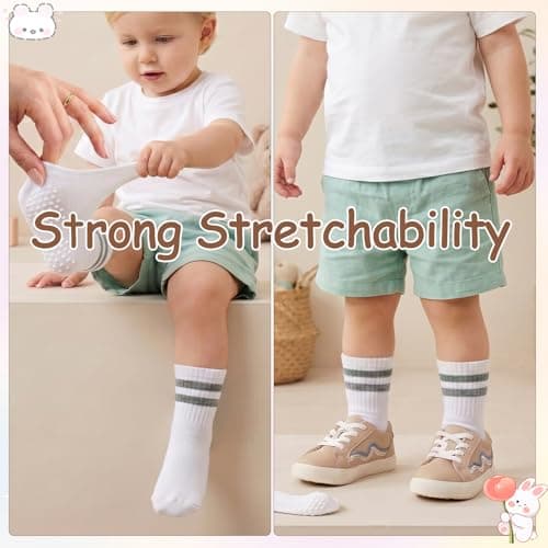 Zuimei 8 Pairs Toddler Anti Slip Grips Socks 1-3Years Unisex Multicolor — view 3