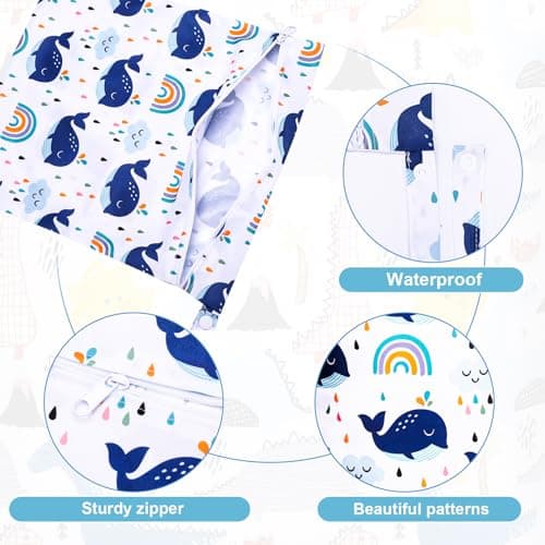 GSrenyu 2 Pcs Wet Bag for Swimming,Waterproof Baby Wet Bag,Reusable Nappy Bag Organiser,Washable Wet Dry Bag for Swimming Camping Travel Beach — view 3