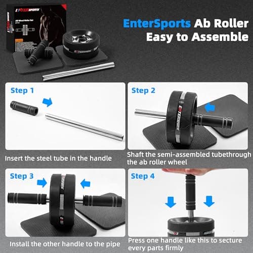 Ab Roller with Two Extra-Thick Non-Slip Knee Mat for Core Abs Rollout — view 2