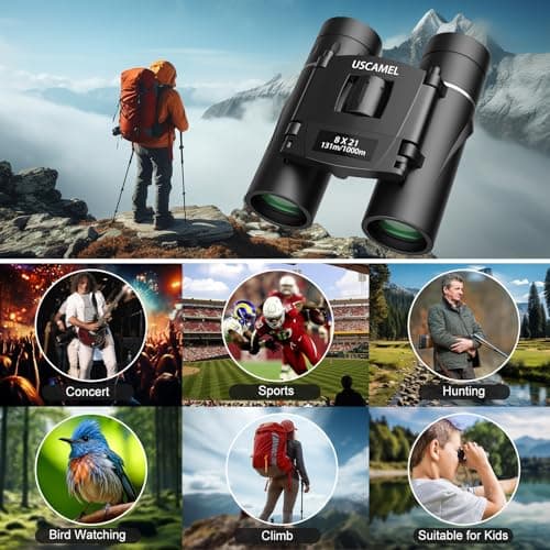 USCAMEL® Folding Pocket Binoculars Compact Travel Mini Telescope HD Bak4 Optics Lenes Easy Focus Colour Black — view 6