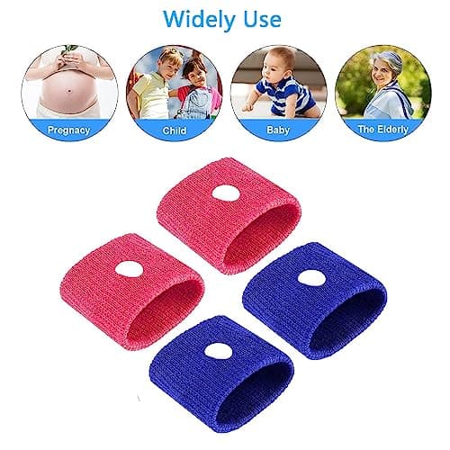 JEOPKO 2 Pairs Motion Sickness Wristbands,Sea Sickness Wristbands Travel Sickness Bands Motion Sickness Relief Bands Anti Nausea Wristbands Natural Nausea Relief for Sea Car Airplanes(Pink and Blue) — view 4