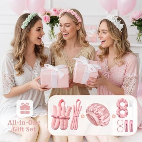 MZinge Heatless Hair Curler Set, Overnight Curling Rods 2 Sizes (1.5inch & 0.5inch) for All Hair Types, No Heat Damage, Complete Styling Kit with Sleep Cap & Storage Bag for women gifts (Pink) — view 5