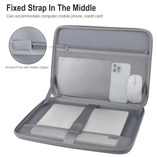 DOMISO 13.3-14 Inch Laptop Hard Case,Waterproof Shockproof Hard Shell Laptop Sleeve Protective Computer Bag with Retractable Handle for Macbook Air/Lenovo ThinkPad/HP Pavilion/Dell XPS,Silver — view 6