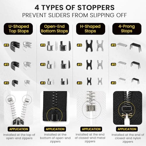 Kyteazr 150pcs Universal Zipper Repair Kit with 2 Pliers – All-in-One Zip Replacement for Jackets, Bags & Tents – Fits #3, #5, #8 Metal, Nylon & Resin Zips — view 4
